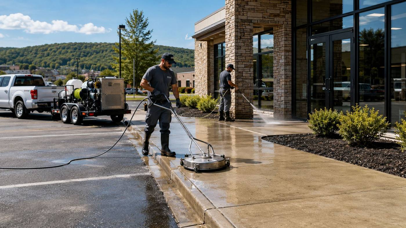 Commercial sidewalk and concrete cleaning in Mapleton, PA